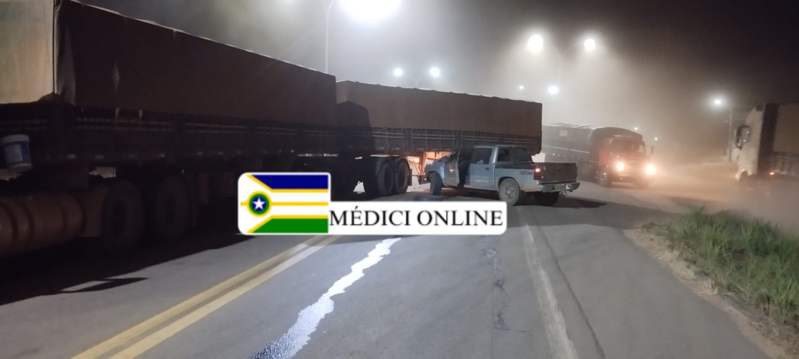 Acidente Entre Carreta e Caminhonete na BR 364 Deixa um Ferido em Presidente Médici