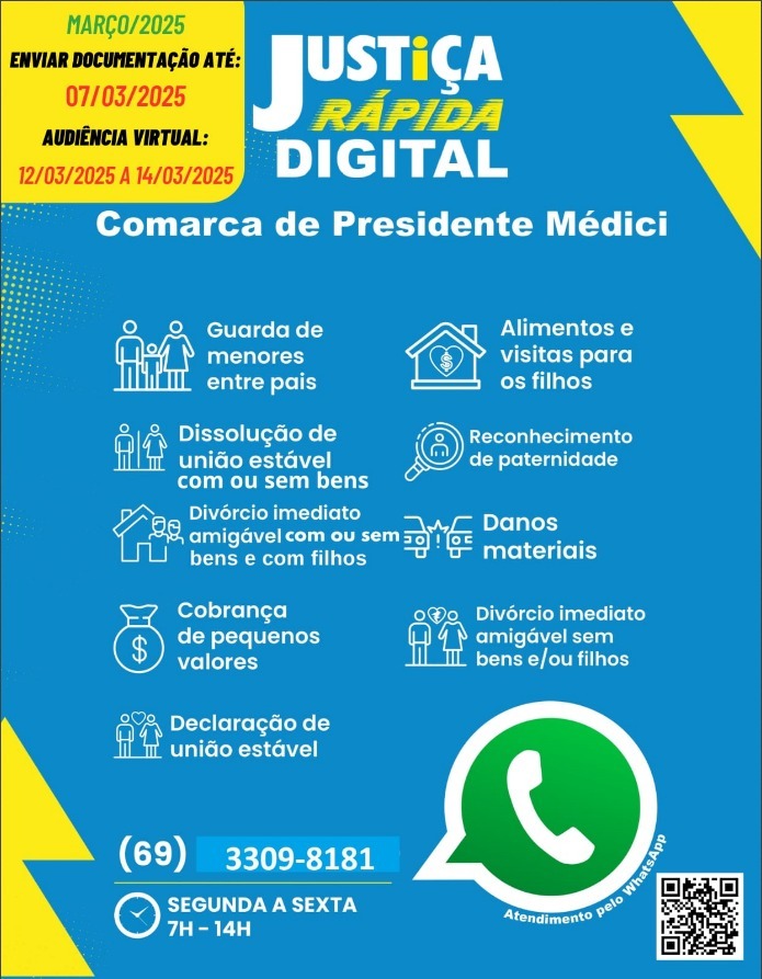 Comarca de Presidente Médici realiza triagens para a Justiça Rápida Digital