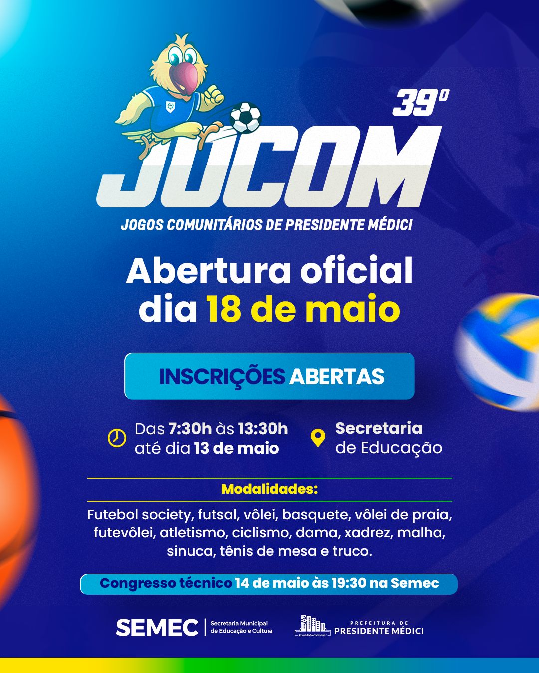 39° JOCOM: Presidente Médici Celebra o Esporte com Um Mês de Competições