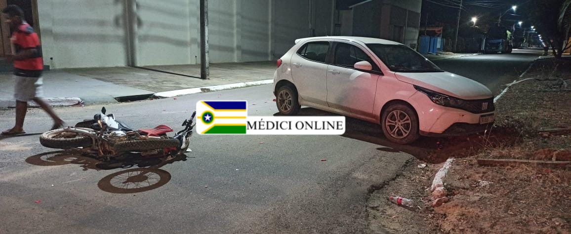 Acidente entre Motocicleta e Carro Deixa Condutor com Escoriações Leves em Presidente Médici